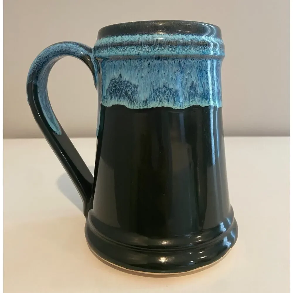 Iron Hill Brewery 2007 Mug Club Member Stein Drip Glaze Pottery Dark Green/ Blue - Picture 4 of 9